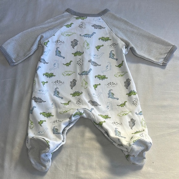 Little Me - White and Green Dinosaur Footie One Piece Sleeper - Picture 4 of 4
